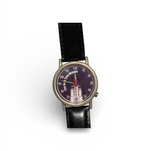 Black Leather Strap Watch stainless steel New York Minute